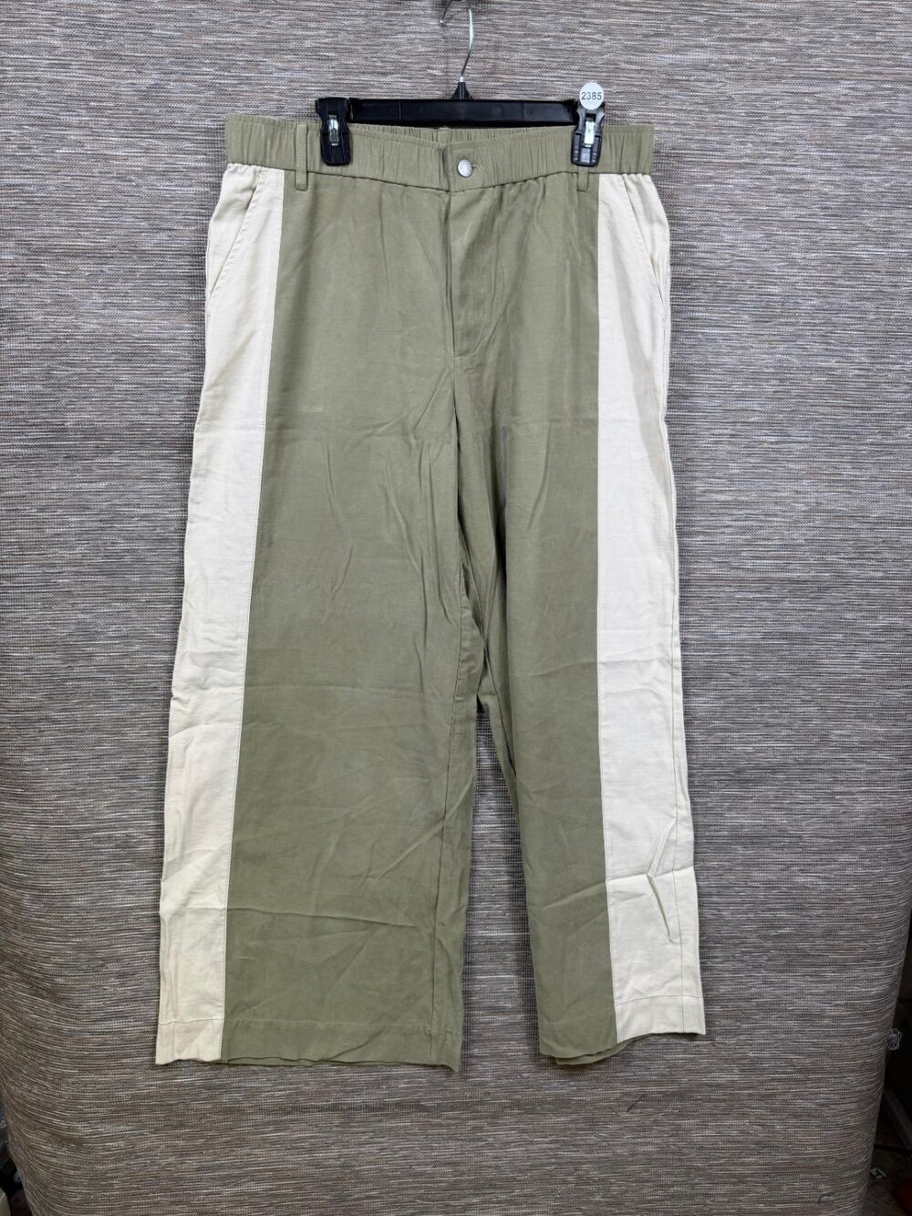 Peace Love World Woven Twill Relaxed Pants Womens 16 Olive Green Side Stiped